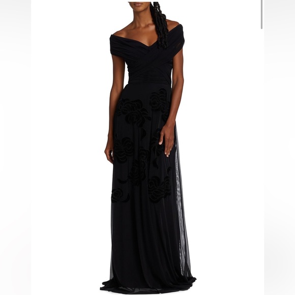 Chiara Boni La Petite Robe Destiny Velvet Floral Tulle Gown 4 NWT - Picture 3 of 9
